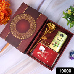 Valentines Day Special Gift Box - Heart-shaped Light Chocolate Box  Golden Flower