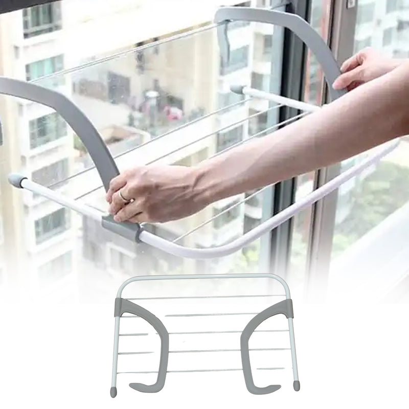 0333 Metal Steel Folding Drying Rack For Clothes Balcony Laundry Hanger For Small Clothes Drying Hanger Metal Clothes Drying Stand Socks And Plant Storage Holder Outdoor  Indoor Clothes-towel Drying Rack Hanging On The Door Bathroom