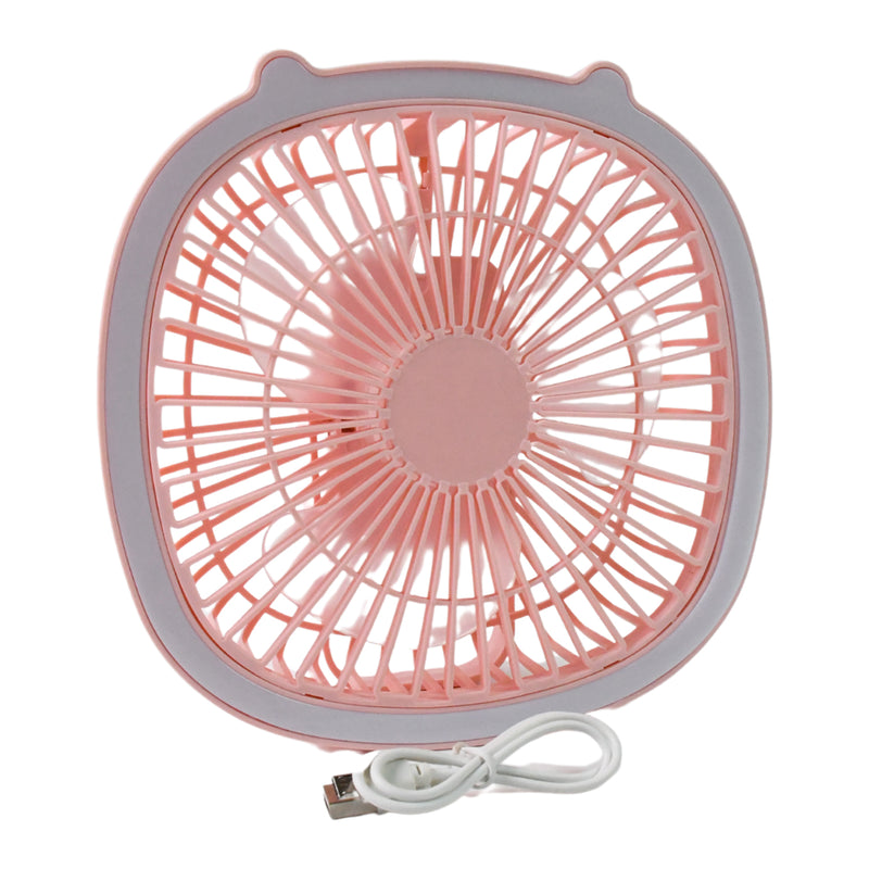 Usb Portable Mini Desk Fan With Light  Color Box (1 Pc)