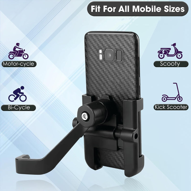 12674 Full Metal Body Bike  Scooty 360 Degree Rotating Mobile Holder Stand For Bicycle Motorcycle Scooty For Maps And Gps Navigation Fits All Smartphones (1 Pc)