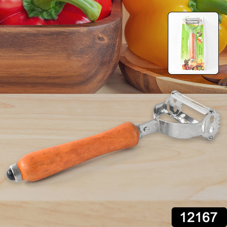 Vegetable And Fruit Peeler With Wooden Handle (1 Pc)