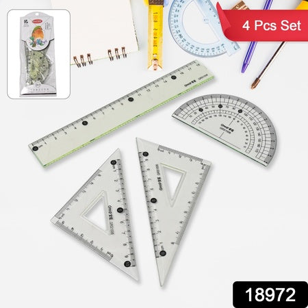 4-piece Geometry Set Triangle Ruler Protractor Straight Ruler