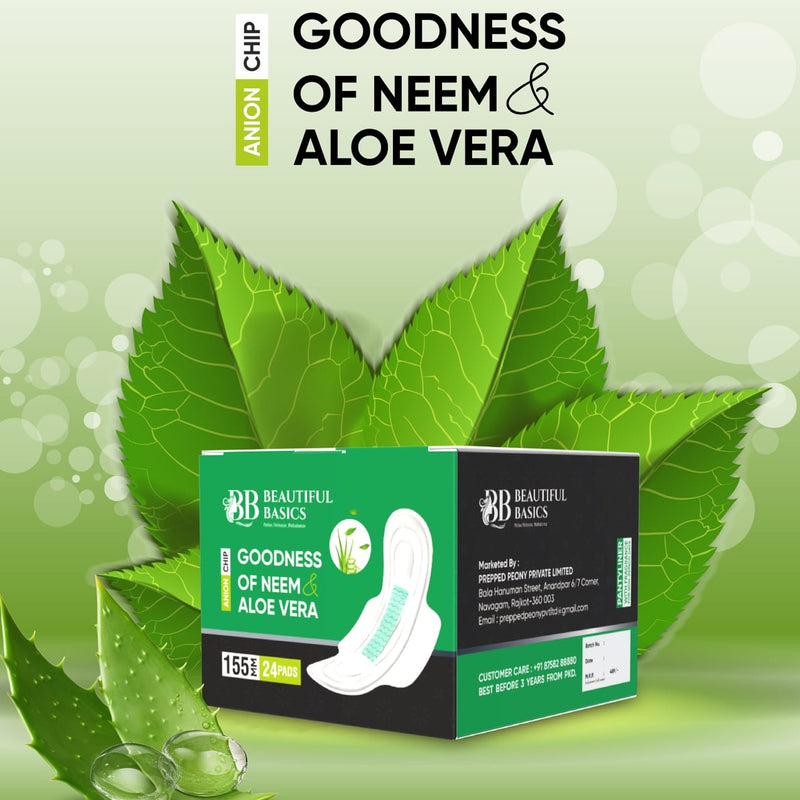 0984 Sanitary Pads For Women With Goodness Of Neem  Aloe Vera  Ultra Thin  Leakage Protection  Ph Balance  With Antibacterial Anion Chip  (155 Mm  24 Pads)