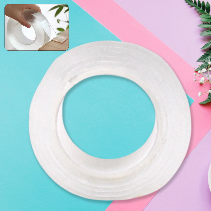 Sticky Double Sided Tape Washable Adhesive Tape Reusable (Thin  6.53 Cm  1 Pc)