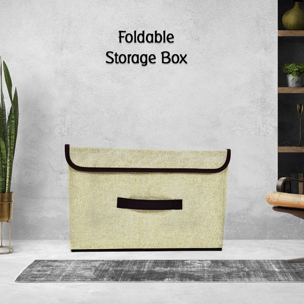 6470a Foldable Storage Box With Lid And Handles Cotton And Linen Storage Bins And Baskets Organizer For Nursery Closet Bedroom Home