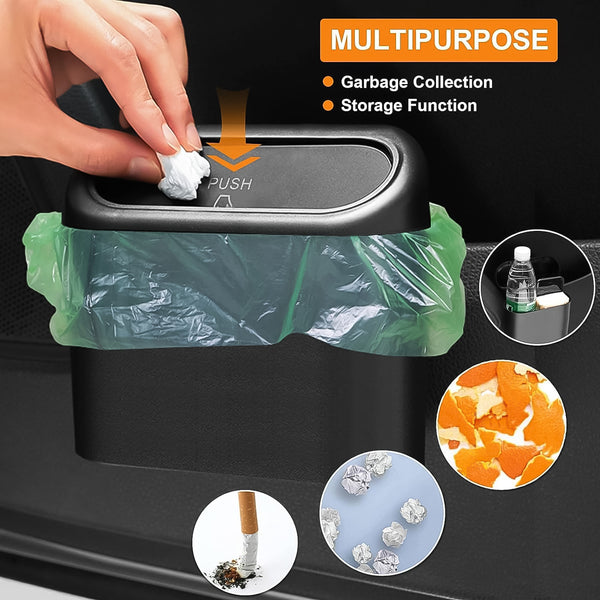 Mini Car Trash Can With Lid Waterproof Car Trash Bin Storage Box (1 Pc)