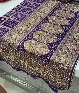 Purple Gharchola Moti Hand Embroidery Saree