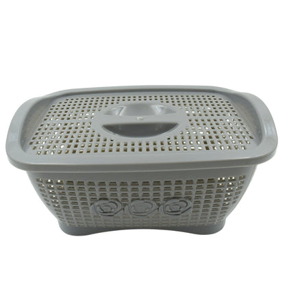 5546 Multipurposes Plastic Basket Organizer For Kitchen Countertop Cabinet Bathroom With Lid Plastic Storage Basket For Store Fruits Vegetables Magazines Cosmetics Stationary (1 Pc  Mix Color )