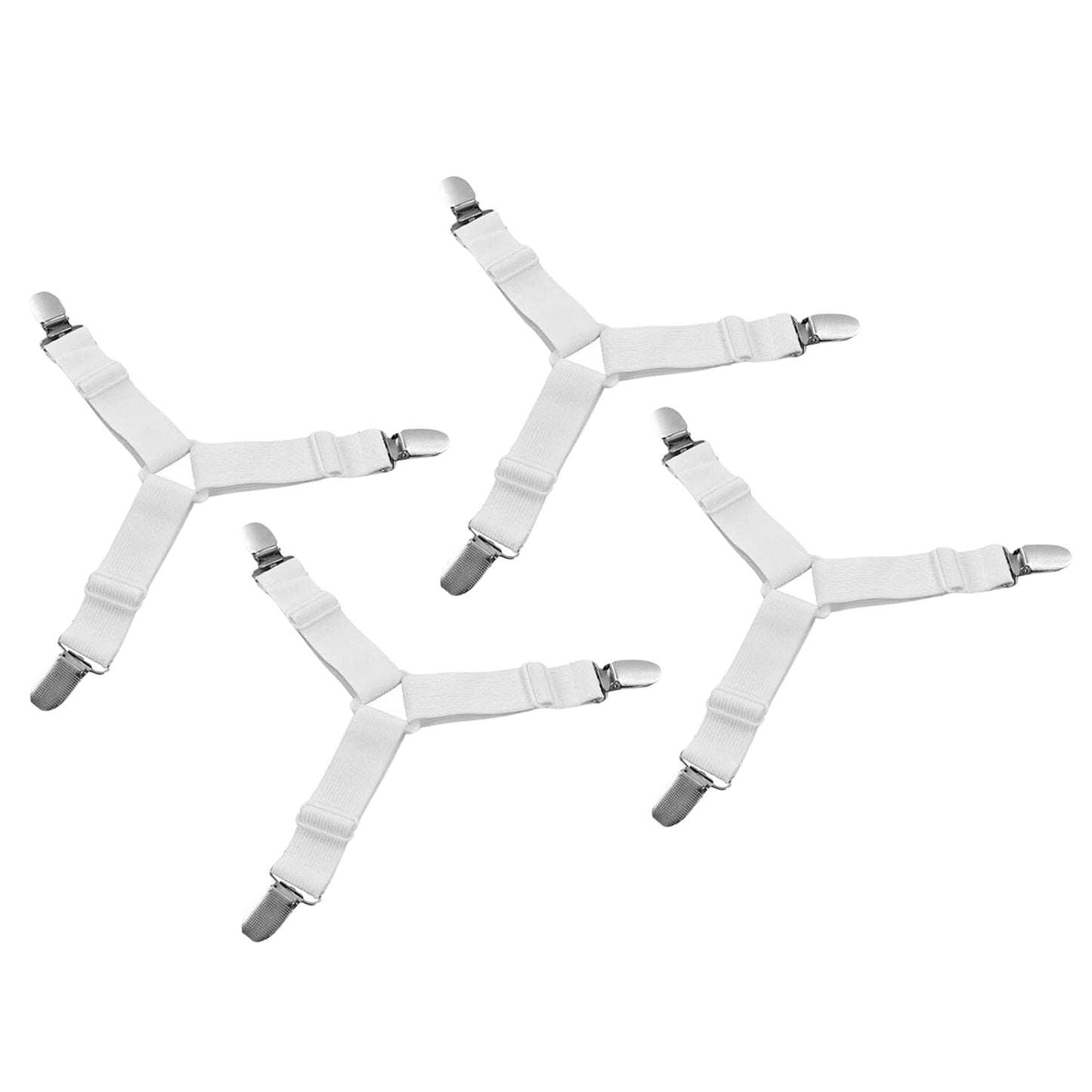 Adjustable Triangle Elastic Suspenders Gripper Holder Straps Clip For Bed Sheets (4 Pc)