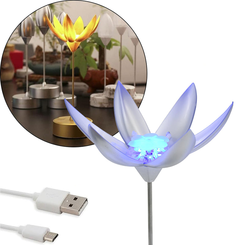 13074 Lotus Flower Lamp With Music Touch Open And Close Usb Rechargeable (1 Pc)