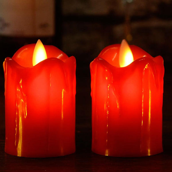 6552 Multicolor Flameless Melted Design Candles For Decoration (Set Of 24pc)