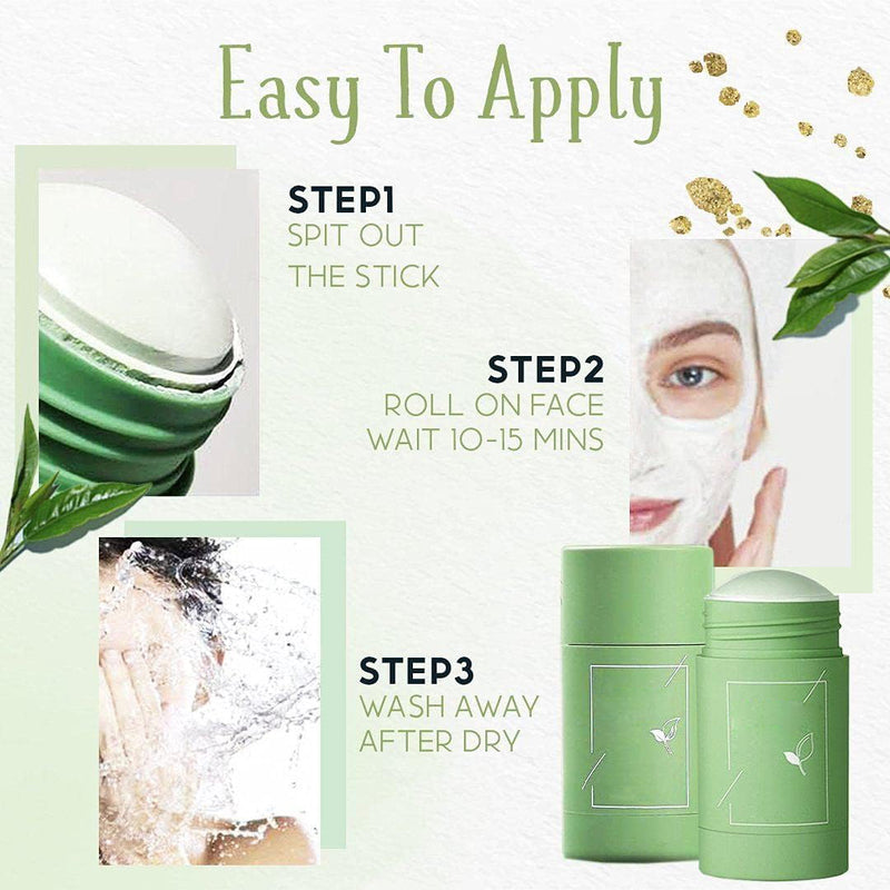 1205 Green Tea Purifying Clay Stick Mask Oil Control Anti-acne Eggplant Solid Fine Portable Cleansing Mask Mud Apply Mask Green Tea Facial Detox Mud Mask