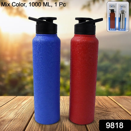 Stainless Steel Water Bottle Fridge Water Bottle (1000ml  Mix Colour  1 Pc)