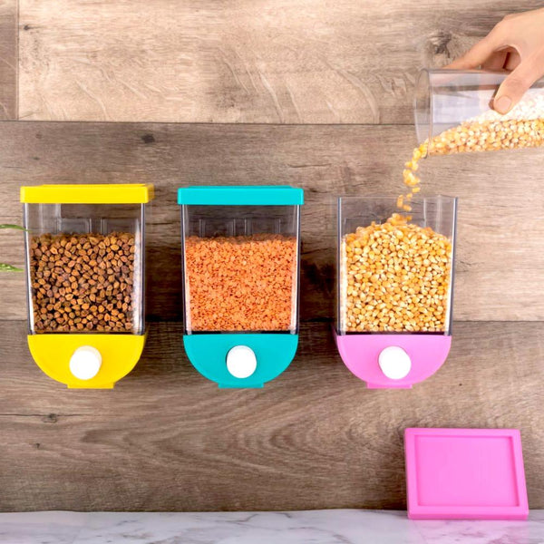 2259 Wall Mounted Cornflakescerealpulsesbeansoatmealcandynamkeendry Food Storage Boxtank - 1100 Ml (Assorted Color)