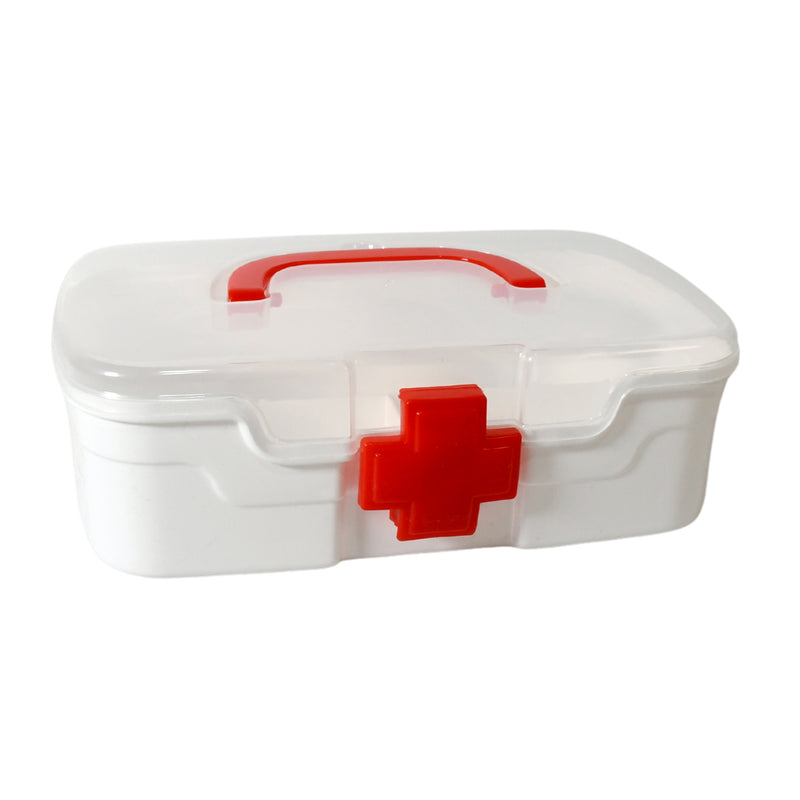 12734 Medical Box 1 Piece Indoor Outdoor Medical Utility Medicine Storage Box Detachable Tray Medical Box Multi Purpose Regular Medicine First Aid Box With Handle  Transparent Lid