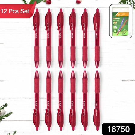 Red Colour Gel Pen Set Set Of 12 Pcs