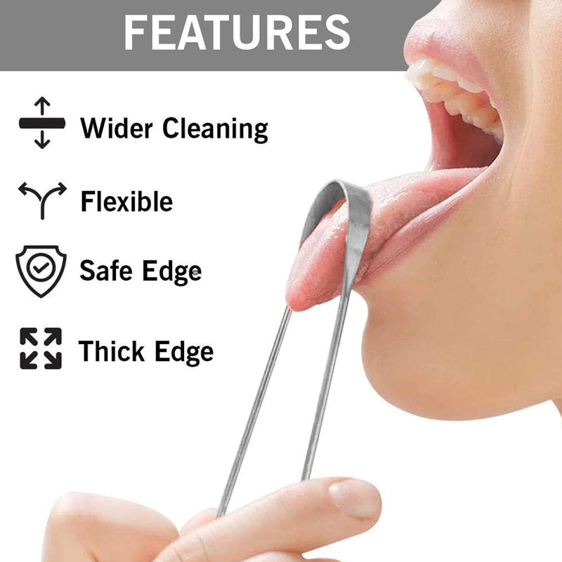 Tongue Cleaner For Kids  Adults  Tongue Scraper For Bad Breath Maintain Oral Hygiene For Daily Use  For Fresh Breath  Bacteria Removal  Improved Taste (Steel Copper Tongue Cleaner  1 Pc)