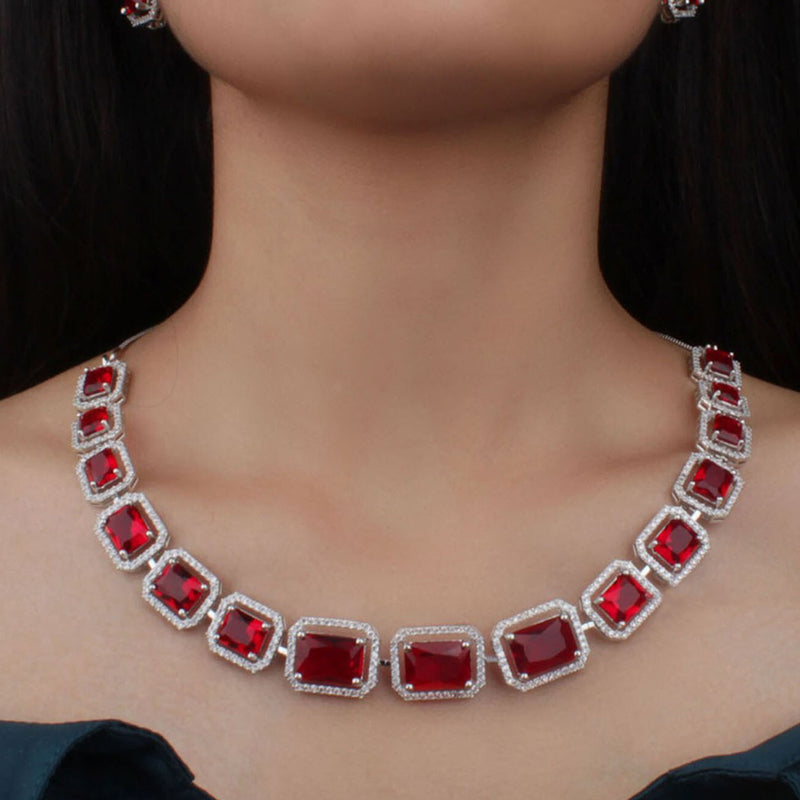 Diamond Necklace And Earrings Set (1 Set  Mix Color)