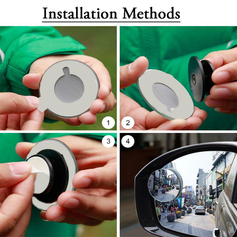 1512 Blind Spot Round Wide Angle Adjustable Convex Rear View Mirror - Pack Of 2