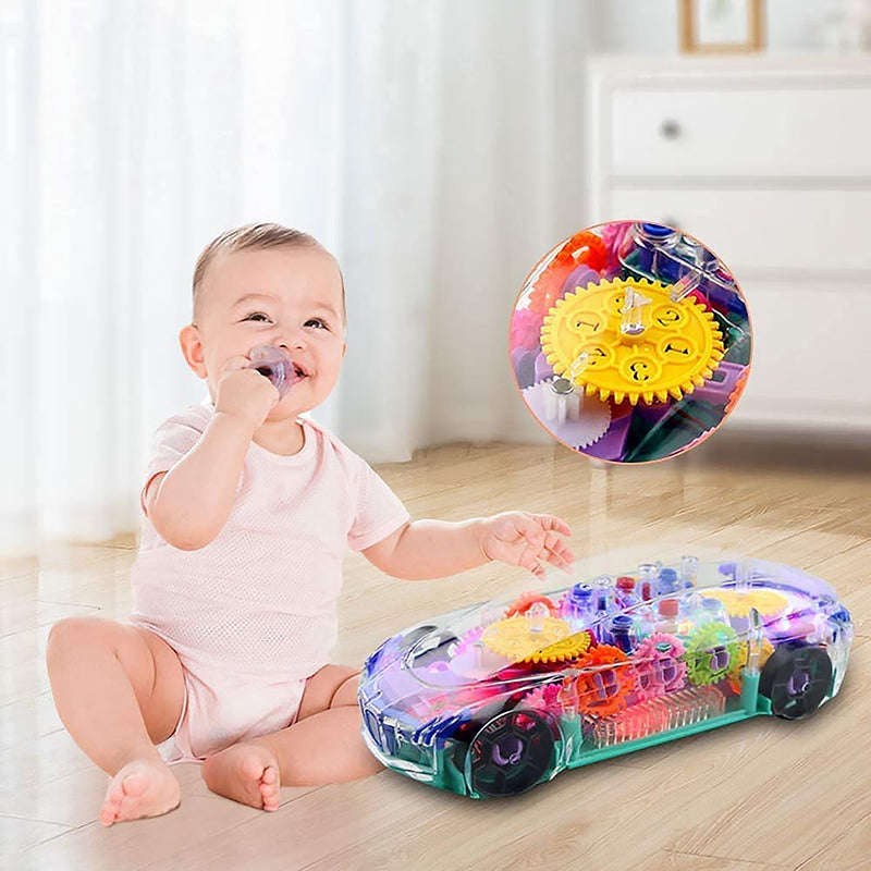 17793 Automatic 360 Degree Rotating Transparent Gear Concept Car With Musical And 3d Flashing Lights Toy For Kids Boys  Girls (Multicolor  Battery Not Included)