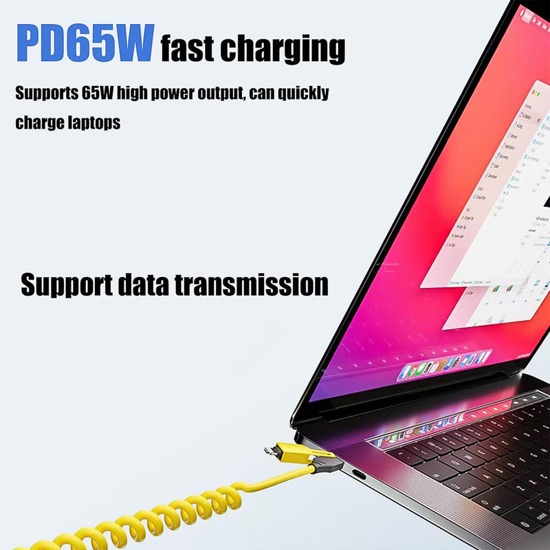 4 In 1 Spring Fast Charging Cable (1 Pc  1.5 Mtr Long)