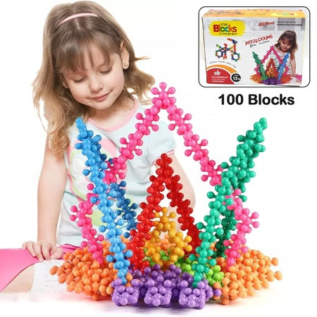 Star Shaped Star Block Interlocking Blocks Colorful Star Building Blocks (100 Pcs Set)