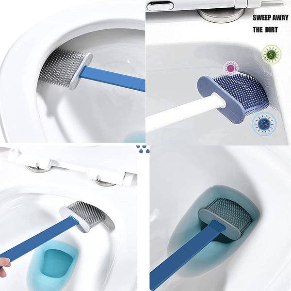 1410l Silicone Toilet Brush Flexible Soft Bristle Brush With Quick Dry Holder Cleaning Brush For Toilet Accessories ( Without Sticker  Box )