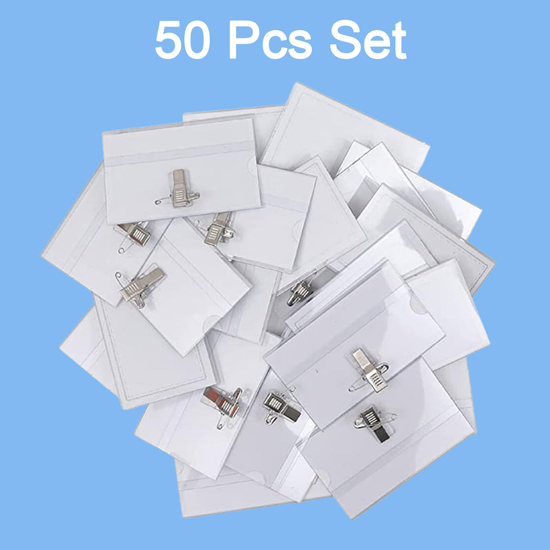 Plastic Transparent Cardholders With Pin  Clip 90 Mm X 60 Mm (50 Pcs Set)