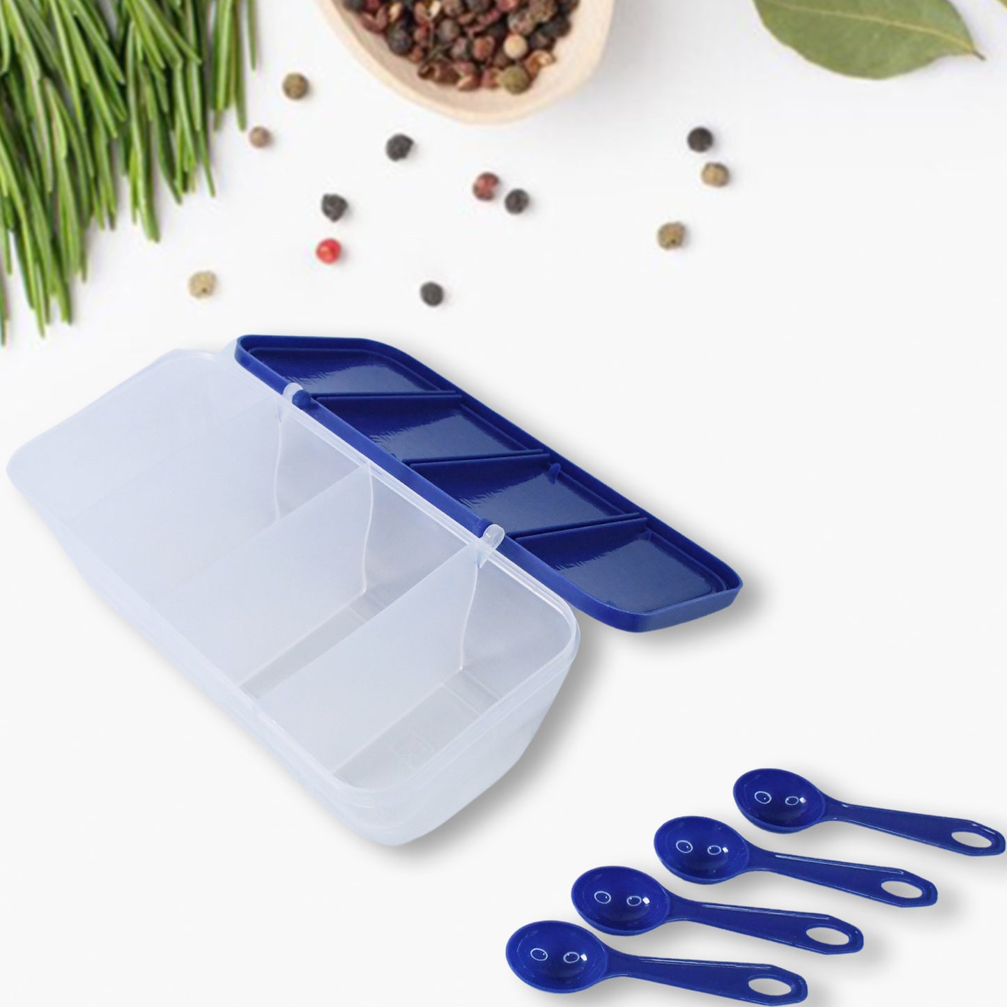 Kitchen Multipurpose Air-tight 4 Sections Storage Containers  Masala Box (1 Set)