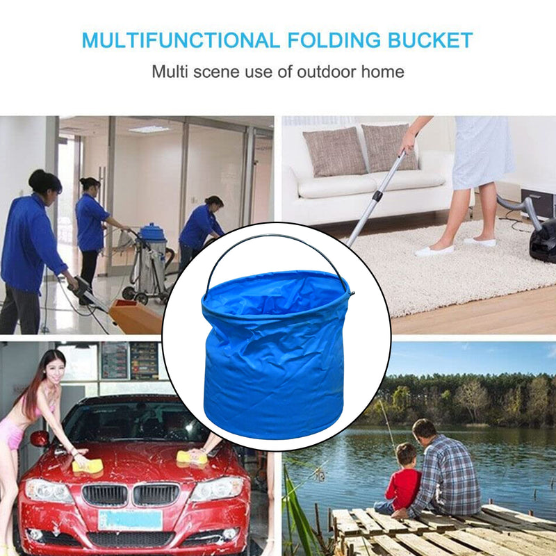 17965 Folding Bucket Portable Round Bucket Simple Bucket With Handle Multi-functional For Outdoor Use Fishing Car Washing Cleaning Disaster Prevention Portable Lightweight Durable (1 Pc  Mix Color)
