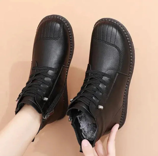 Women’s Faux Leather Lace-Up Ankle Boots
