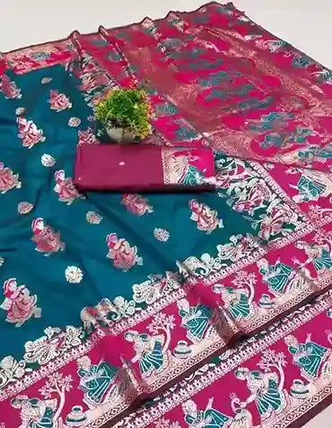 Woven Baluchari Silk Blend Saree
