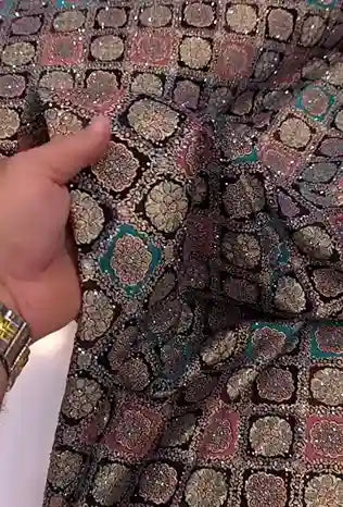 Embroidered fabric with zari and sequin work