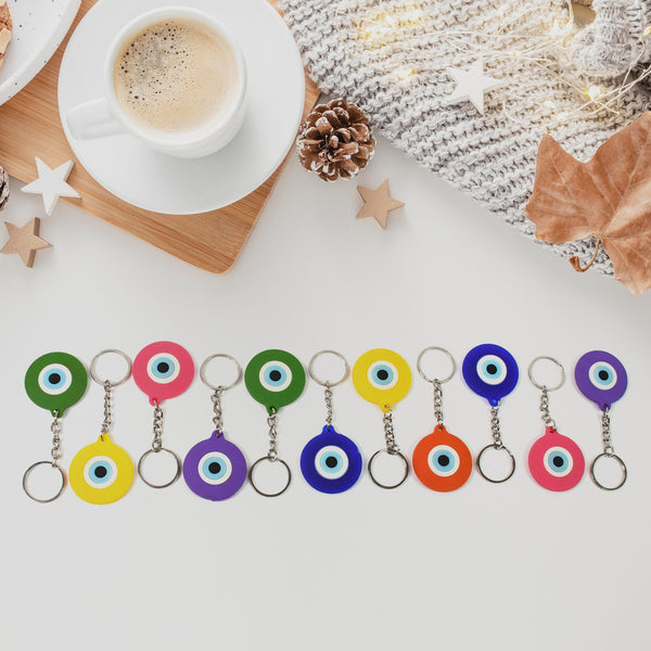 Evil Eye Rubber  Silicone Keychain (12 Pcs Set  Mix Color)