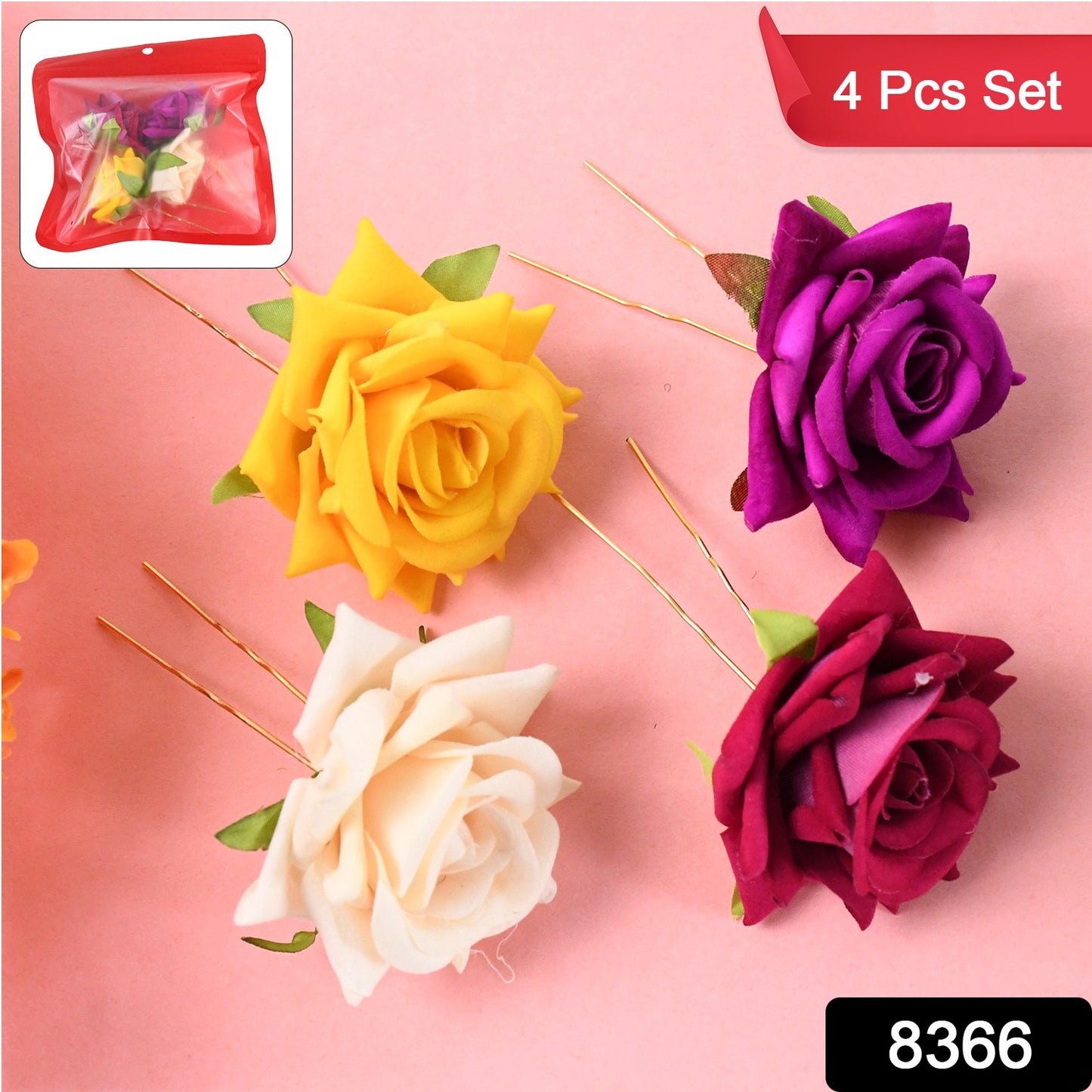 Colourful Flowing Flower Hair Pin (4 Pcs Set  Mix Color)