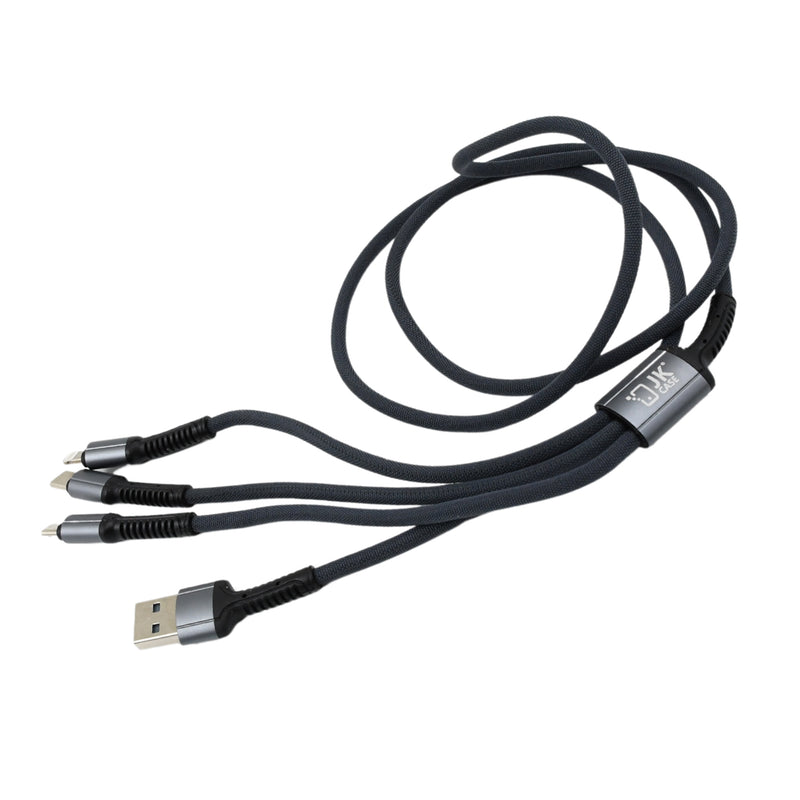 3 In 1 Multi Super Fast Charging Cable (1 Pc  1200 Mm)