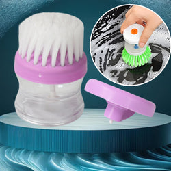 159 Plastic Wash Basin Brush Cleaner With Liquid Soap Dispenser (Multicolour)