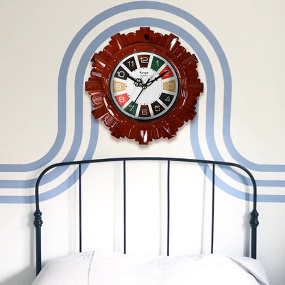 4918 Wooden Look Designer Wall Clock Plastic Decorative Latest Wall Clock Battery Operated Round Easy To Read For Roomhomekitchenbedroomofficeschool