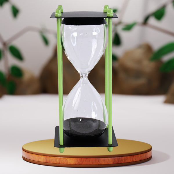 Glass  Stainless Steel Decorative Sand Timer 19 Cm (1 Pc)