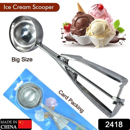 2418  Ice Cream Serving Scoop  Stainless Steel Premium Quality Ice Cream Serving Spoon Scooper With Trigger Release