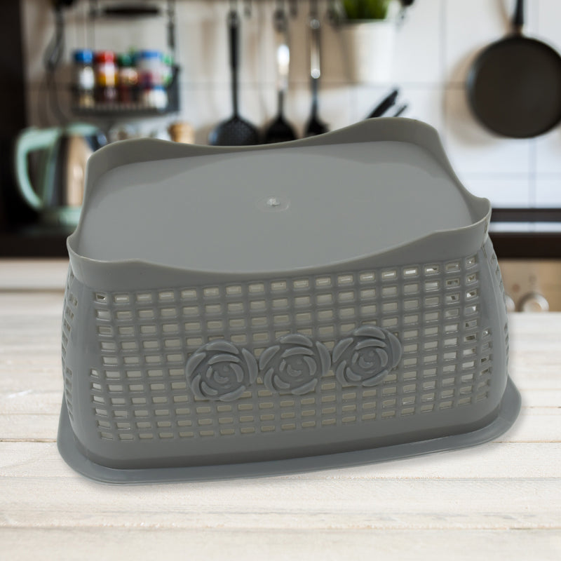 5546 Multipurposes Plastic Basket Organizer For Kitchen Countertop Cabinet Bathroom With Lid Plastic Storage Basket For Store Fruits Vegetables Magazines Cosmetics Stationary (1 Pc  Mix Color )