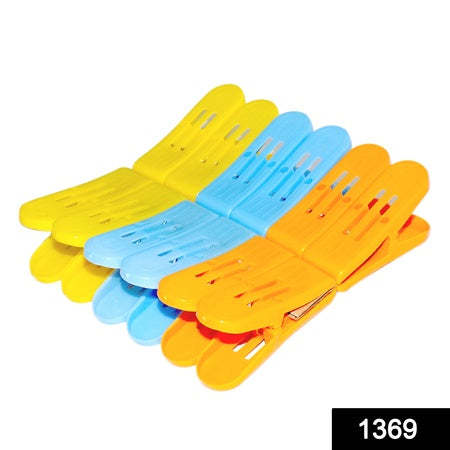 1369 Plastic Cloth Double Pin Clips For Cloth Dying Cloth (Multicolour) (Pack Of 12)