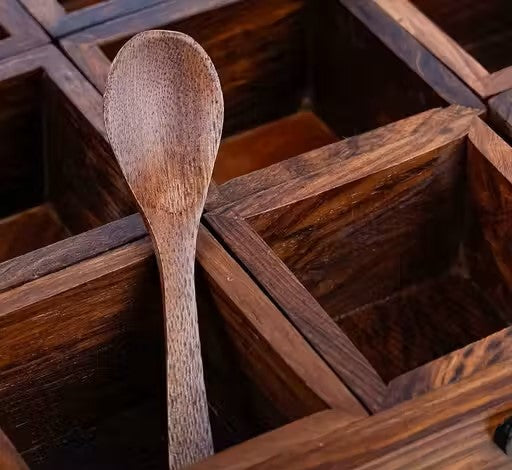 Timbercraft Wooden spice box 9 jars