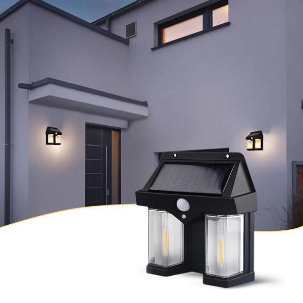 12585 Outdoor Solar Wall Lamp Outdoor Waterproof High Quality Lamp Induction Garden Lamp Garden Villa Night Lamp Double Lamp Light (1 Pc)