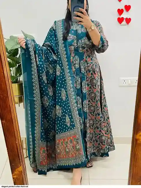 ELEGANT PRINTED COTTON KURTI SET