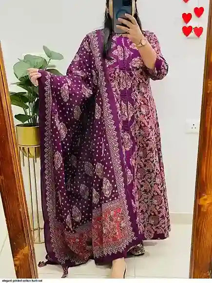 ELEGANT PRINTED COTTON KURTI SET