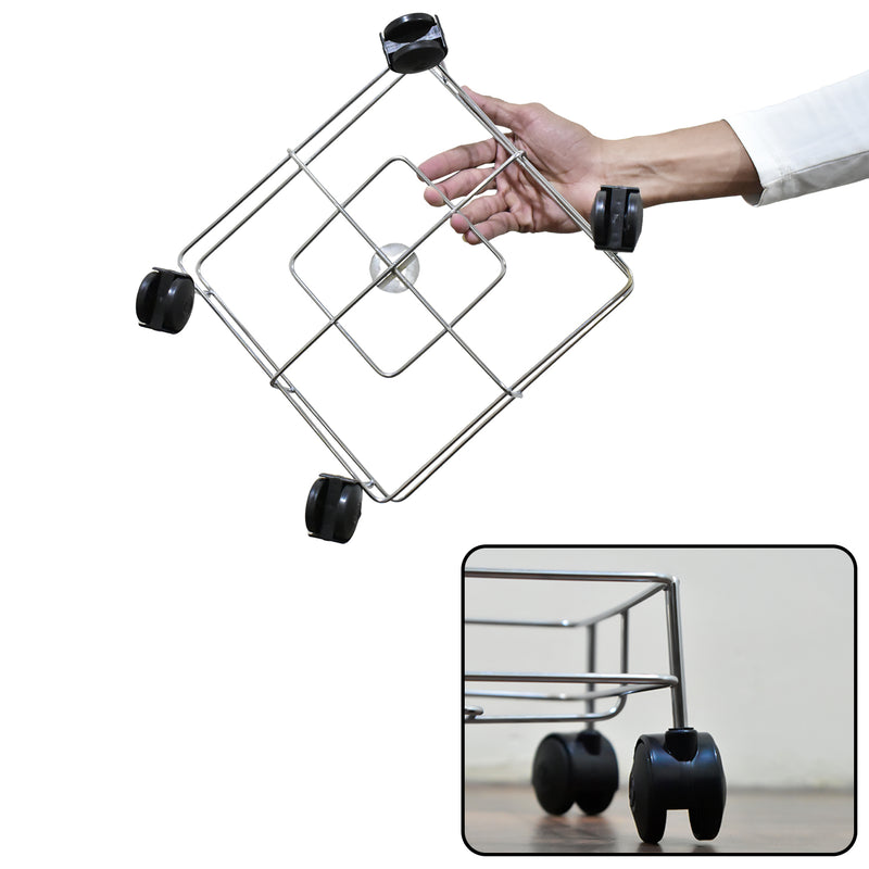 2787 Ss Square Oil Stand For Carrying Oil Bottles And Jars Easily Without Any Problem.