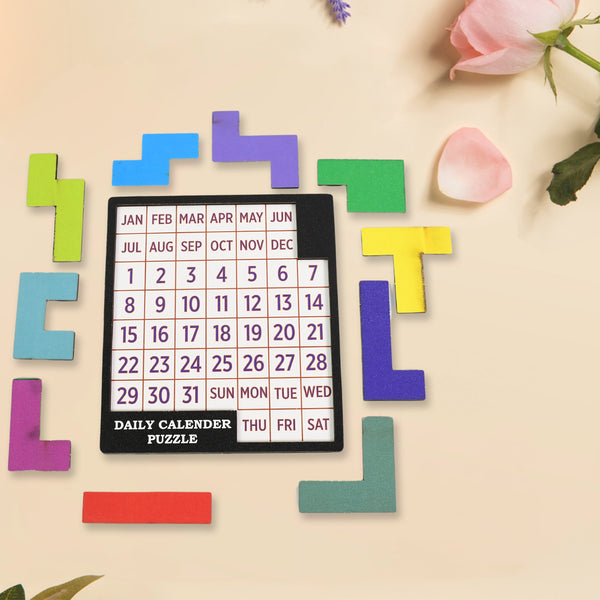 Wooden Daily Calendar Puzzle (Multicolor  1 Set)