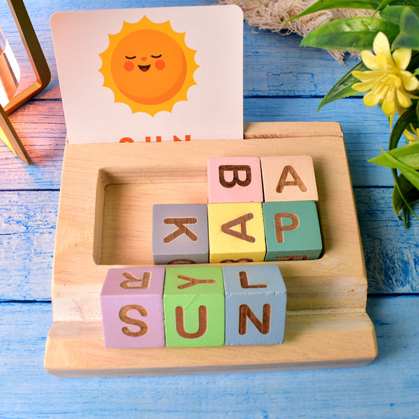 Alphabet Puzzle Spelling  Reading Words (26 Flash Cards  8 Woodenblock)