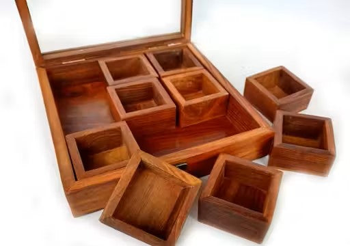 Timbercraft Wooden spice box 9 jars